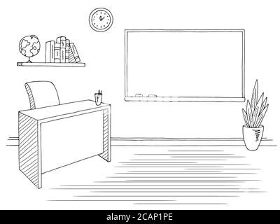 classroom clipart black and white