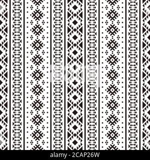 Aztec ethnic seamless pattern design in black and white color. Ethnic pattern Illustration vector. Stock Photo