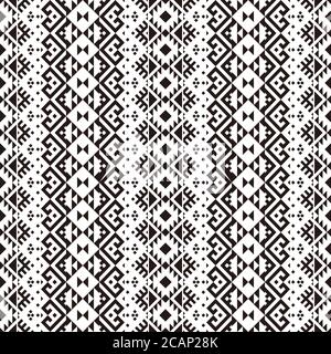 Aztec ethnic seamless pattern design in black and white color. Ethnic pattern Illustration vector. Stock Photo