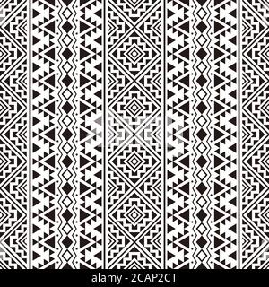 Seamless ethnic pattern. Traditional tribal pattern in black and white color Stock Photo