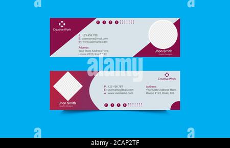 Professional Mail Signature Template Design. Office business visit cards for webmail user interface with the place. Web business profile individual Stock Vector