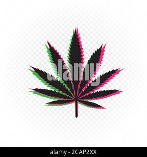 cannabis drug sign in colored glitch shape Stock Vector
