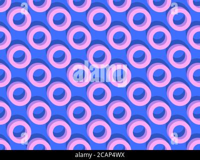 3d circles with shadow seamless pattern. Blue and violet color. Background for promotional products, wrapping paper and printing. Vector illustration Stock Vector