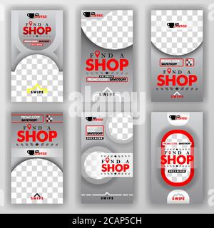 social media swipe stories set for background online promotion and online startup businesse. can be use for, landing page, website, mobile app, poster Stock Vector