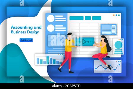 accounting consultants provide advice in accounting and business design, accounting information system and corporation  tax planning are main services Stock Vector