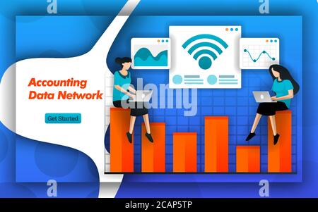 Internet and wifi networks make it easy for Accounting Data Network to determine cost accounting and tax planning. Accounting services provide data ac Stock Vector