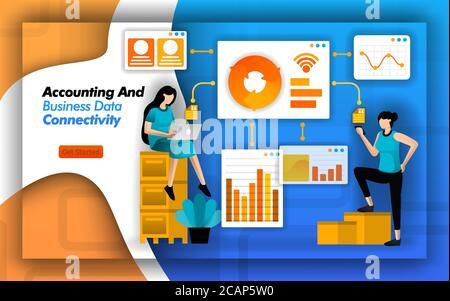 Financial software makes it easy to access Accounting and Business data connectivity. to minimize accounting fraud analysis and simplify basic account Stock Vector