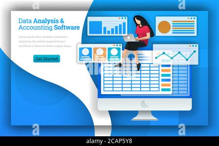 Accounting firms provides Data Analysis & Accounting Software services, virtual bookkeeping and quickbooks accountant. home accounting professional se Stock Vector