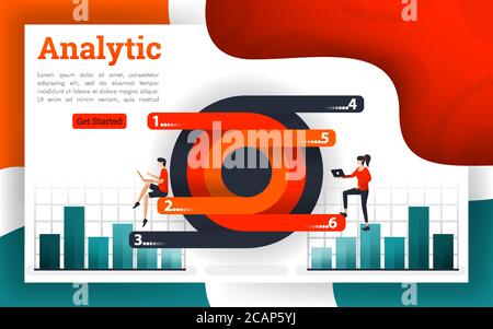 Circle and modern diagrams with analytic charts Stock Vector