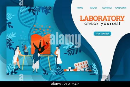 scientists in the laboratory are researching and checking preserved humans. flat cartoon vector illustration Stock Vector