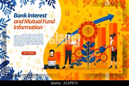 banking to save mutual funds. good bank interest. water the flowers, concept vector ilustration. can use for landing page, template, ui, web, mobile a Stock Vector