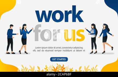 Online advertising for job search websites with WORK FOR US words, concept vector ilustration. can use for landing page, template, ui, web, mobile app Stock Vector