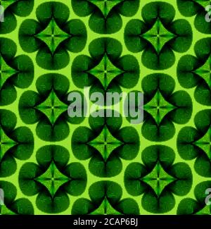 Green lucky clover leaves background. Seamless vector pattern. Green foliage jungle pattern. Stock Vector