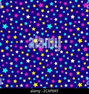 Festive and bright pattern of starry night - background for kids parties and celebration. Vector illustration, seamless pattern. Wallpaper for childre Stock Vector