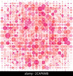 Abstract geometric pink background with red and pink dots and circles. Vector illustration. Stock Vector