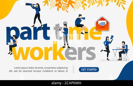 People are working freelance by writing part time workers, concept vector ilustration. can use for landing page, template, ui web, mobile app, poster, Stock Vector