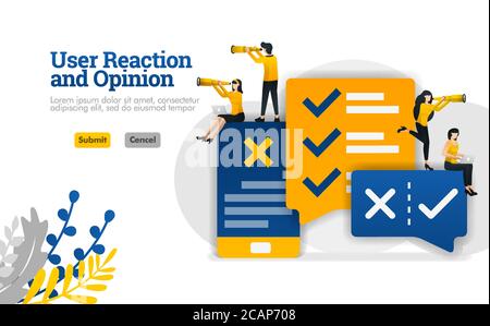 User reaction and conversation opinion with apps. for  marketing and advertising industry illustration concept can be use for, landing page, template, Stock Vector