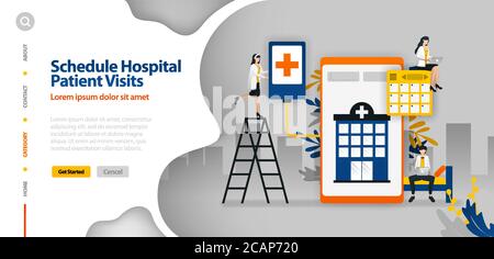 Hospital Patient Visits Schedule, hospital scheduling, hospital planning application .vector illustration concept can be use for landing page, templat Stock Vector