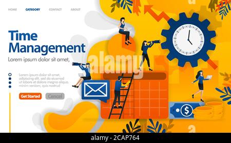 Time management, scheduling, planning in business and financial projects vector illustration concept can be use for, landing page, template, ui ux, we Stock Vector