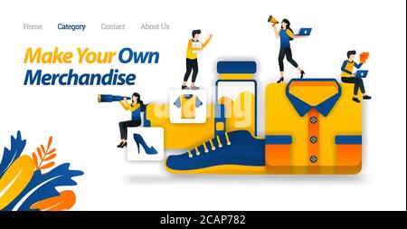 Shop and Make Your Own Merchandise From Shirts, T-shirts, Shoes, Tumblers with us. Vector Illustration, Flat Icon Style Suitable for Web Landing Page, Stock Vector