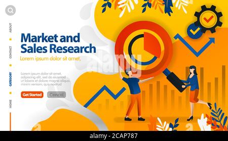 Market and sales research, target marketing and sales, seek profit vector illustration concept can be use for, landing page, template, ui ux, web, mob Stock Vector