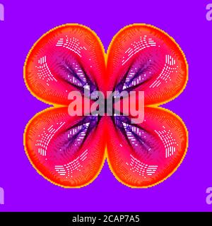 Fantastic neon flower icon, abstract shape with lots of blending lines and gradient color. Vector illustration. Bright neon 80s colors. Stock Vector
