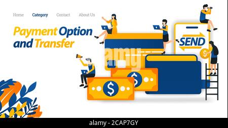 Icon Storage, Transfer and Payment Options with Money, Wallets, Credit Cards and Mobile. Vector Illustration, Flat Icon Style Suitable for Web Landing Stock Vector