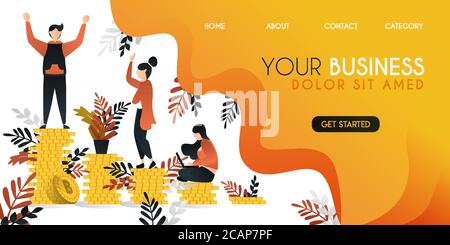 group of people who are trying to climb profits and learn better ,vector illustration concept, can be use for presentation, web, banner ui ux, landing Stock Vector