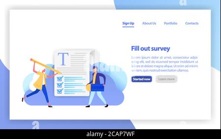 vector flat illustration for banner, landing page, mobile. people select a resume for a job. recruitment agency. application form for employment. stud Stock Vector