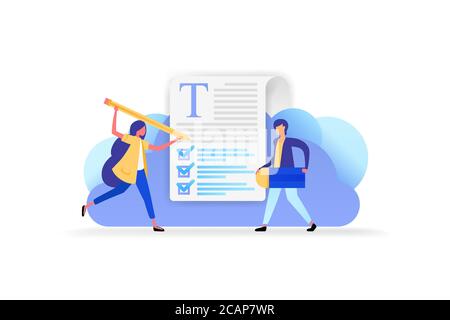 fill out surveys and examinations. choose answers and questions. choice application checkbox list of tasks. vector illustration concept for, landing p Stock Vector