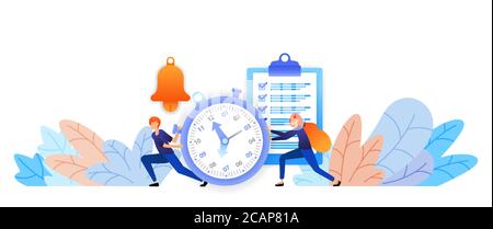 set the time and schedules that have been planned. time management to achievements. talk by typing vector illustration concept for landing page, web, Stock Vector