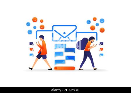 modern communication  with technology. chat application with envelope. dialogue with social media. vector illustration concept for, landing page, web, Stock Vector