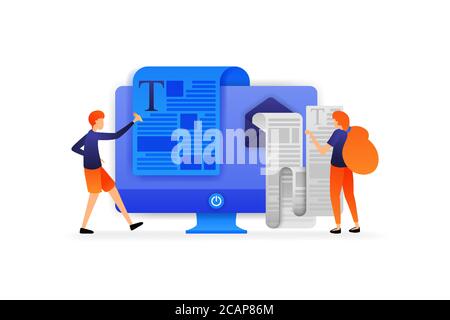 people are writing documents to send and women reading emails with long messages. business vector illustration concept for, landing page, web, ui, ban Stock Vector