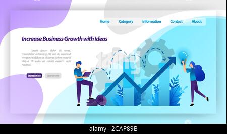 increase business growth with idea. financial chart to increase company value and experience in business. vector illustration concept for landing page Stock Vector