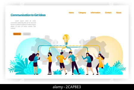 Communication, discussion, speaking and dialogue to get ideas and inspiration in managing concepts and strategies. vector illustration concept for lan Stock Vector