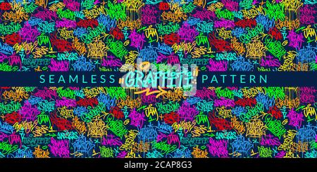 Abstract Graffiti Style Seamless Pattern Vector illustration Background Art Stock Vector