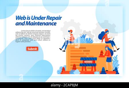 Web under repair and Maintenance. website in process of repair and improvement program for a better experience. vector illustration concept for landin Stock Vector