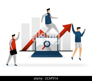 business and promotion of vector illustration. search for the right keywords for each topic, determine the direction of traffic, use SEO when needed. Stock Vector