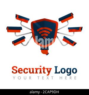 Security logo template for city ​​security, security, prevention, theft, internet industry, cameras, network protection, internet, hacking, antivirus Stock Vector