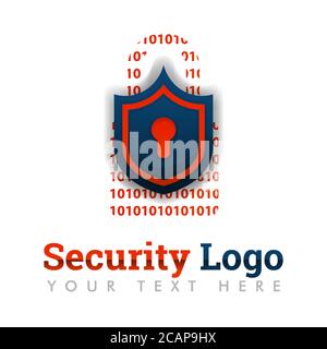 Security logo template for security software, customer protection, data protection, antivirus, hacking, prevention, bug hunter, programming, network, Stock Vector