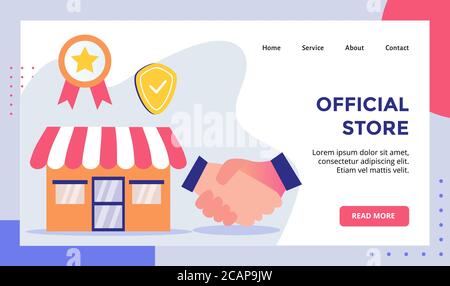 Official store facade store campaign for web website home homepage landing page template banner with flat style Stock Vector