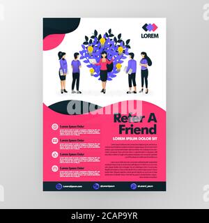 Multi level marketing business or affiliate product and looking for downlines. Refer a friend vector illustration concept for web, website, landing pa Stock Vector