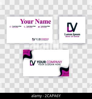 Clean Business Card Template Concept. Vector Purple Modern Creative. VD Letter logo Minimal Gradient Corporate. DV Company Luxury Logo Background. Log Stock Vector
