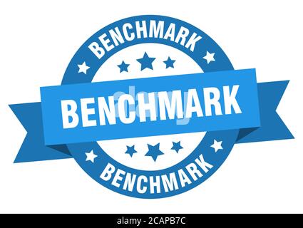 benchmark round ribbon isolated label. benchmark sign Stock Vector