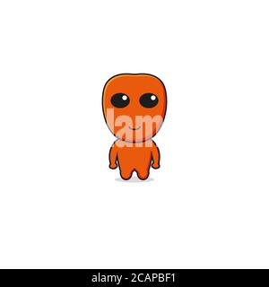 Cute Orange Alien Mascot Character.Illustration Isolated on white background. Stock Photo