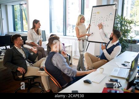 Young people having business meeting in the office Stock Photo