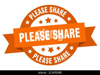 please share round ribbon isolated label. please share sign Stock Vector