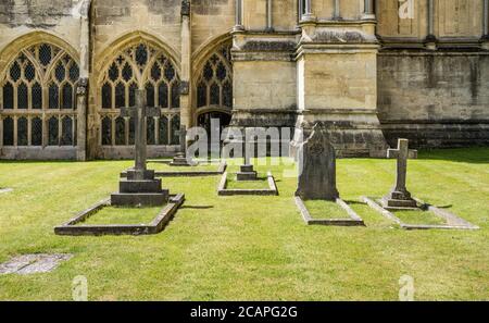 Interior courtyard cemetery at Wells cathedral, Somerset UK Stock Photo