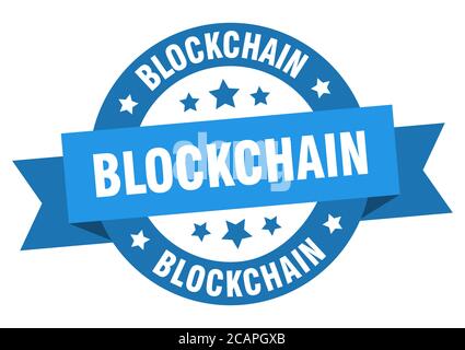 blockchain round ribbon isolated label. blockchain sign Stock Vector