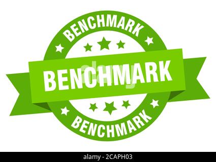 benchmark round ribbon isolated label. benchmark sign Stock Vector